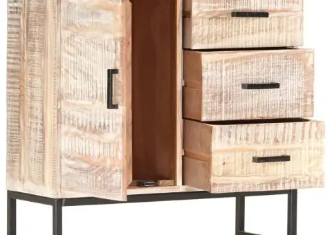 Servantă, alb, 73 x 30 x 75 cm, lemn masiv de acacia - 2/5