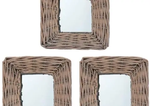 Oglinzi, 3 buc., 15 x 15 cm, răchită - 1/5