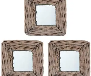 vidaXL Oglinzi, 3 buc., 15 x 15 cm, răchită
