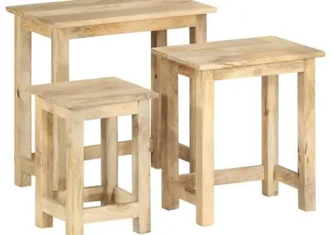 Mese suprapuse, 3 buc., lemn masiv de mango - 1/5