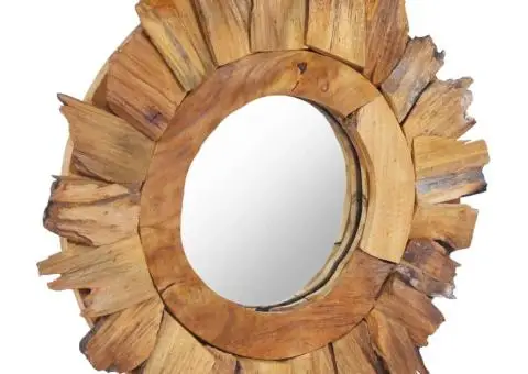 Oglindă de perete, 40 cm, tec, rotund - 2/5