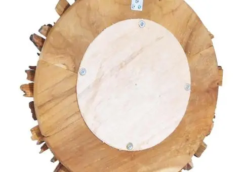 Oglindă de perete, 40 cm, tec, rotund - 4/5