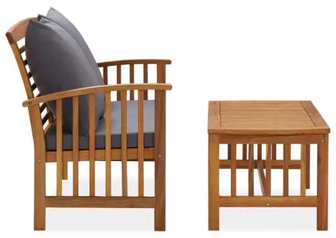 Set mobilier de grădină cu perne, 2 piese, lemn masiv de acacia - 2/5