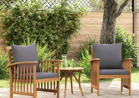 Scaune de grădină cu perne, 2 buc., lemn masiv de acacia - 1/5