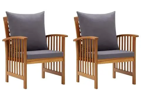 Scaune de grădină cu perne, 2 buc., lemn masiv de acacia - 2/5