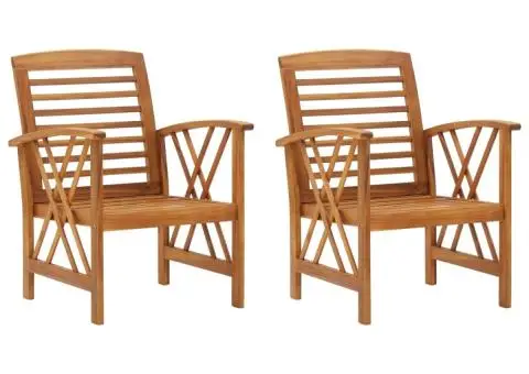 Scaune de grădină, 2 buc., lemn masiv de acacia - 1/5