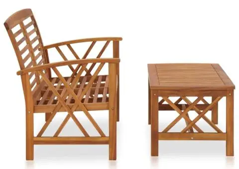 Set mobilier de grădină, 2 piese, lemn masiv de acacia - 2/5