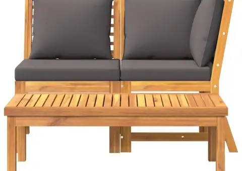 Set mobilier de grădină, 3 piese, perne gri închis, lemn acacia - 3/5