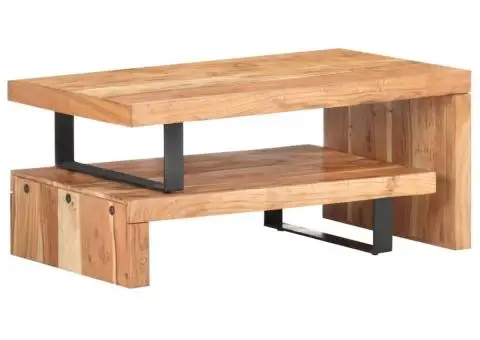 Set măsuțe de cafea, 2 piese, lemn masiv de acacia - 2/5