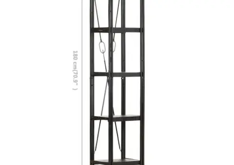 Bibliotecă cu 5 rafturi, negru, 40x30x180 cm, lemn masiv mango - 5/5