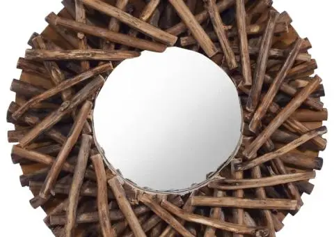 Oglindă de perete, 40 cm, tec, rotund - 1/5