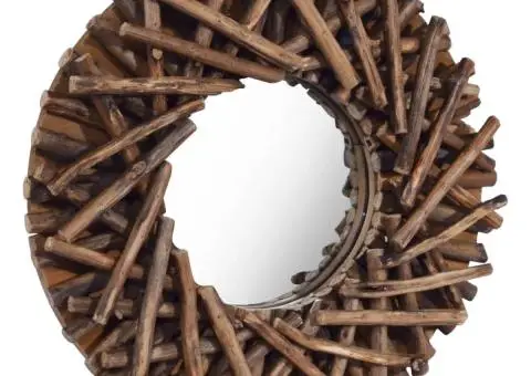 Oglindă de perete, 40 cm, tec, rotund - 2/5