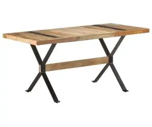 vidaXL Masă de bucătărie, 160 x 80 x 76 cm, lemn de mango nefinisat