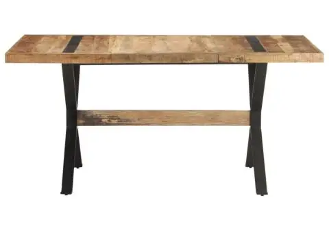 Masă de bucătărie, 160 x 80 x 76 cm, lemn de mango nefinisat - 2/5