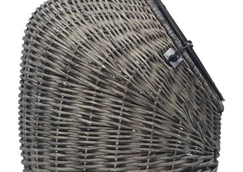 Coș transport pentru pisici, gri, 60x45x45 cm, răchită naturală - 5/5