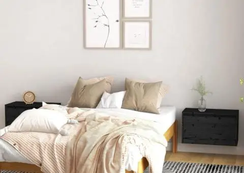 Dulapuri de perete, 2 buc., negru, 60x30x35 cm, lemn masiv pin - 1/5