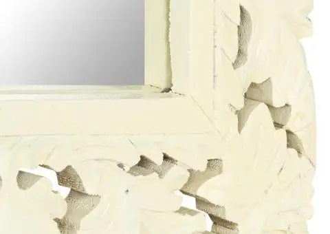 Oglindă sculptată manual, alb, 110 x 50 cm, lemn masiv de mango - 4/5