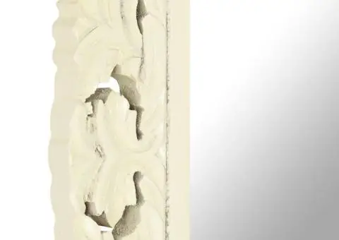 Oglindă sculptată manual, alb, 110 x 50 cm, lemn masiv de mango - 5/5