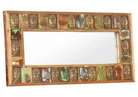 Oglindă cu placare Buddha, 110x50 cm, lemn masiv reciclat - 1/5