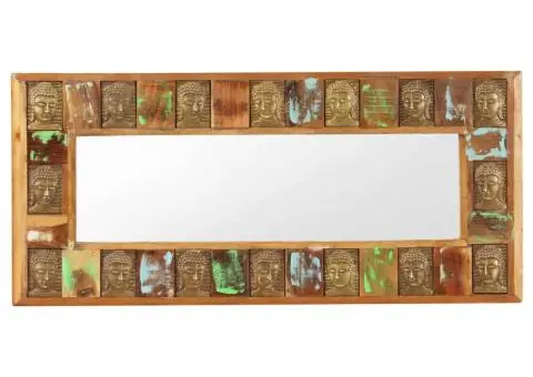 Oglindă cu placare Buddha, 110x50 cm, lemn masiv reciclat - 2/5