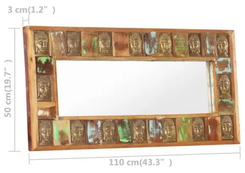 Oglindă cu placare Buddha, 110x50 cm, lemn masiv reciclat - 5/5