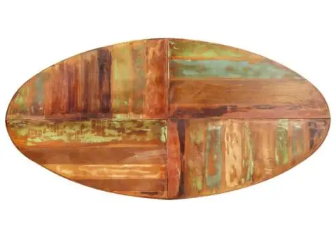 Masă de bucătărie, 200x100x75 cm, lemn masiv reciclat, ovală - 4/5