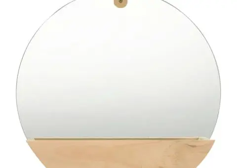 Oglindă de perete, 35 cm, lemn masiv de pin - 1/5