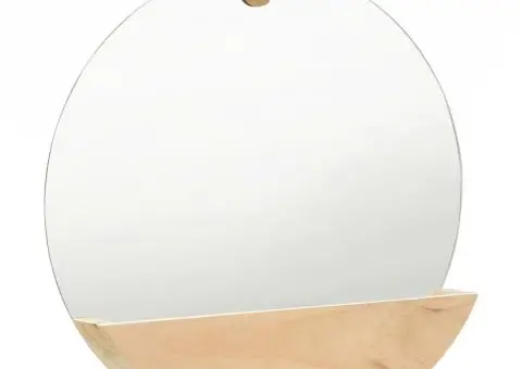 Oglindă de perete, 35 cm, lemn masiv de pin - 2/5