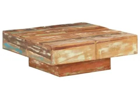 Măsuță de cafea, 80x80x28 cm, lemn masiv reciclat - 1/5