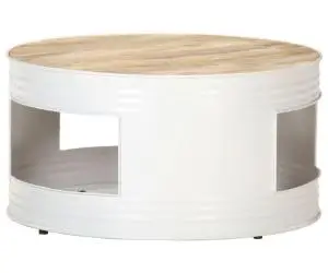 vidaXL Măsuță de cafea, alb, 68 x 68 x 36 cm, lemn masiv de mango