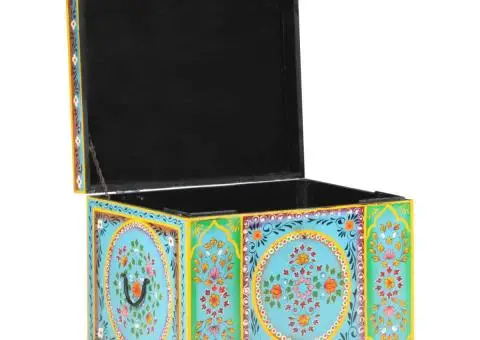 Cutie depozitare vopsită manual, 50x40x40 cm, lemn masiv mango - 2/5