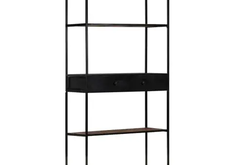 Bibliotecă, 80x35x180 cm, lemn mango nefinisat & fier - 1/5