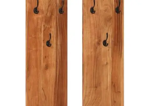 Cuier de haine de perete 2 buc. 36x3x110 cm, lemn masiv acacia - 1/5