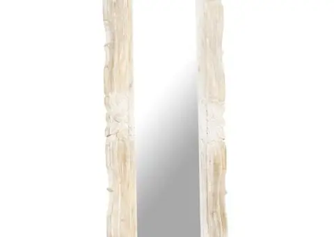 Oglindă 110x50 cm, alb, lemn masiv de mango - 2/5