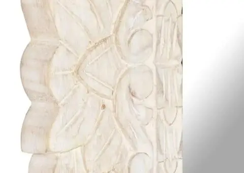 Oglindă 110x50 cm, alb, lemn masiv de mango - 5/5