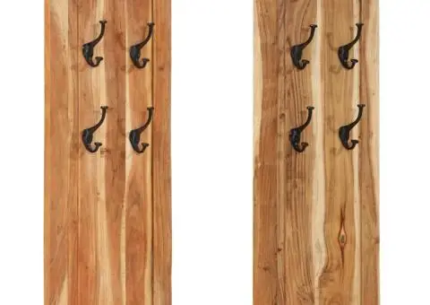 Cuiere de haine, 2 buc., 38x100 cm, lemn masiv de acacia - 1/5