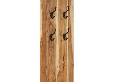 Cuiere de haine, 2 buc., 38x100 cm, lemn masiv de acacia - 2/5