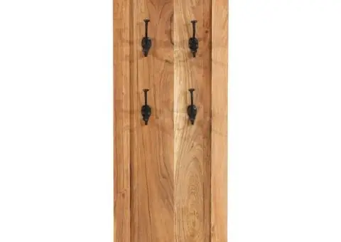 Cuiere de haine, 2 buc., 38x100 cm, lemn masiv de acacia - 4/5