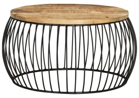 Măsuță de cafea, Ø68 cm, lemn de mango nefinisat - 2/5