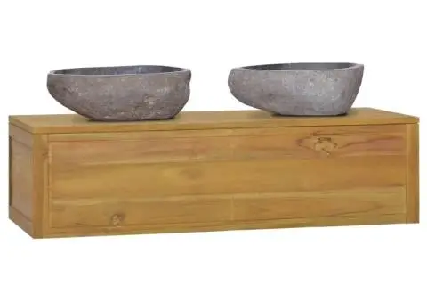 Dulap de baie montat pe perete 110x45x30 cm lemn masiv de tec - 2/5