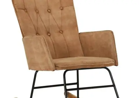 Scaun balansoar, maro vintage, pânză - 1/5