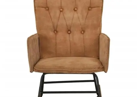 Scaun balansoar, maro vintage, pânză - 2/5