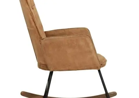 Scaun balansoar, maro vintage, pânză - 3/5