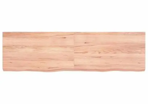 Raft de perete maro deschis 140x40x(2-6) cm lemn stejar tratat - 3/5