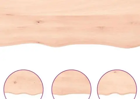 Poliță de perete, 200x60x(2-4)cm, lemn masiv de stejar netratat - 5/5