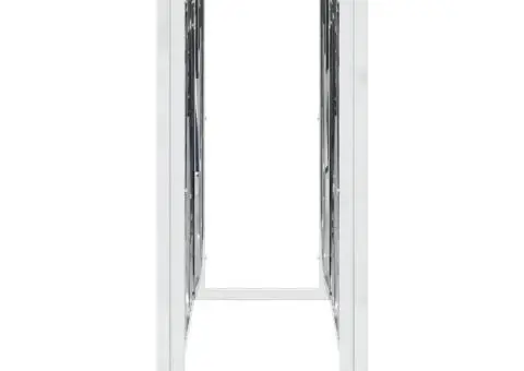 Masă consolă, argintiu, 110x30x70 cm, oțel inoxidabil și sticlă - 4/5