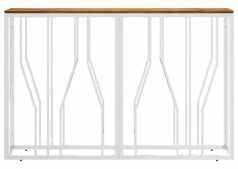 Măsuță de cafea, argintiu, oțel inoxidabil și lemn masiv acacia - 3/5