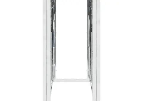 Măsuță de cafea, argintiu, oțel inoxidabil și lemn masiv acacia - 4/5