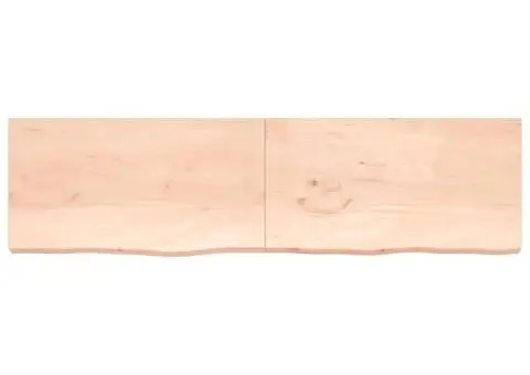 Poliță de perete, 220x60x(2-6)cm, lemn masiv de stejar netratat - 3/5