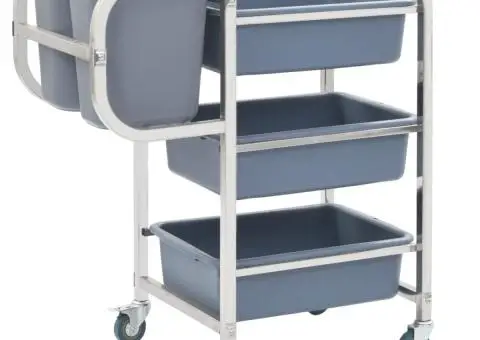 Cărucior de bucătărie cu recipiente din plastic, 82x43,5x93 cm - 1/5